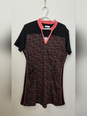Black and Pink Floral Print Short Sleeve Dress